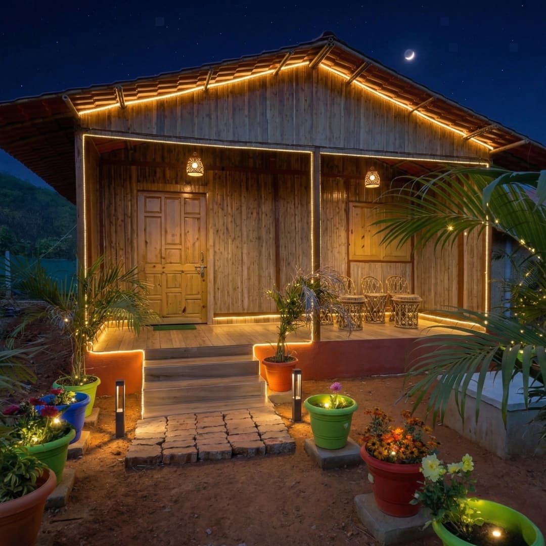 Bamboo cottage at Pankajini Resort & Farmstay