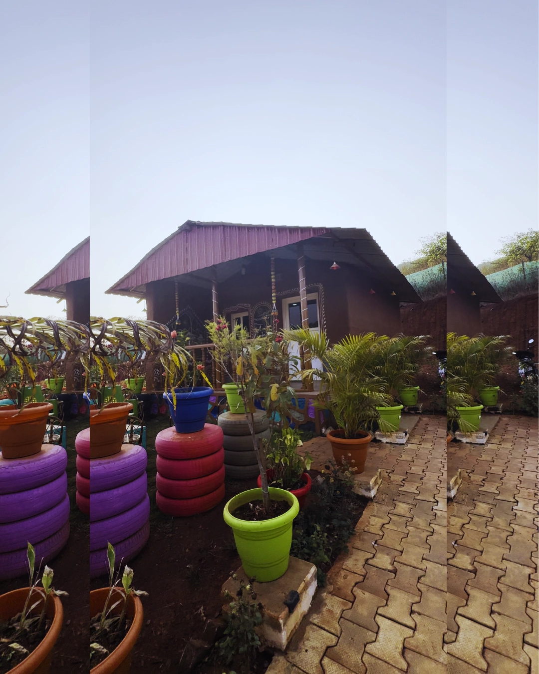 Colourful outdoor dining area at Pankajini Resort
