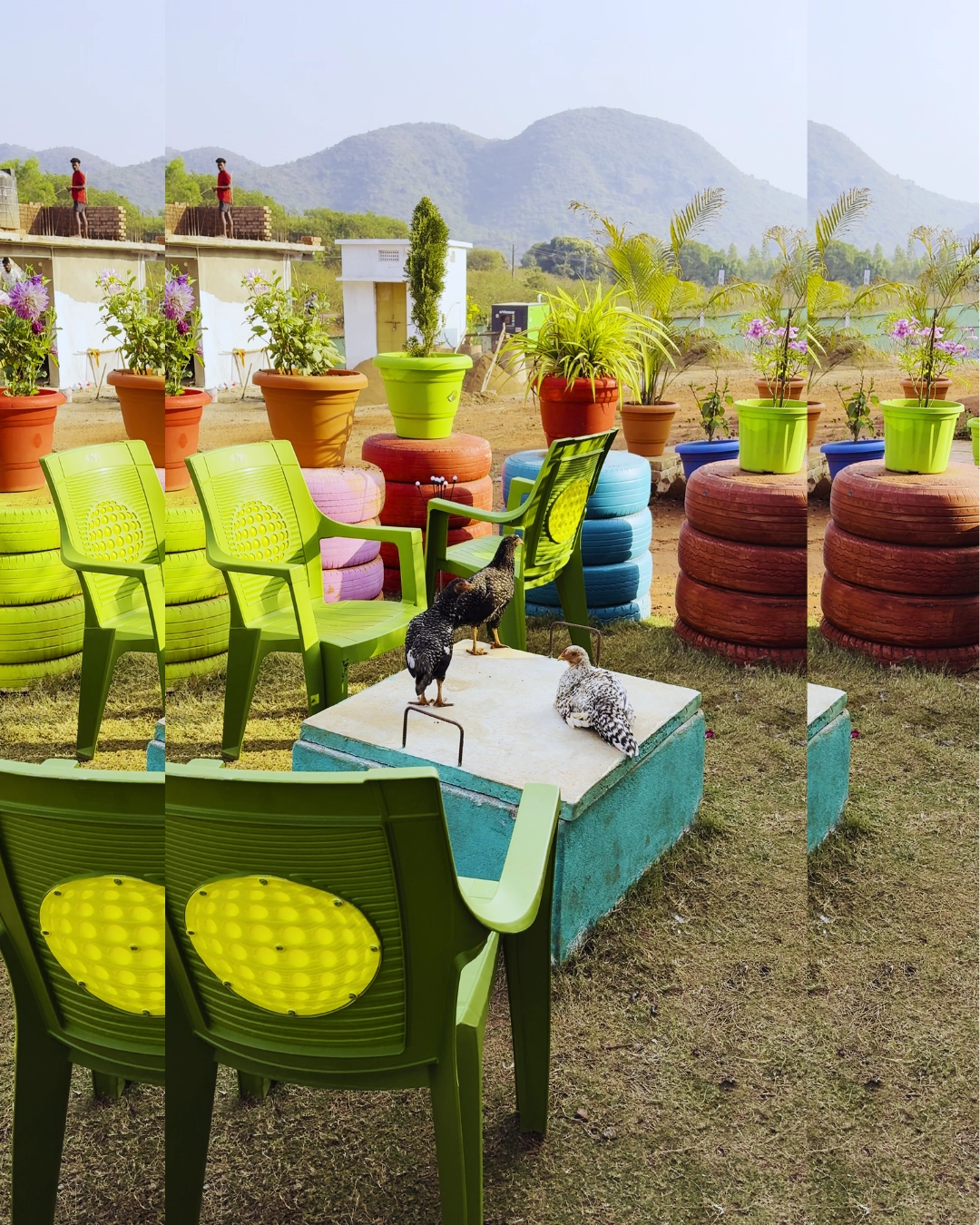 Open-air dining and seating at the resort